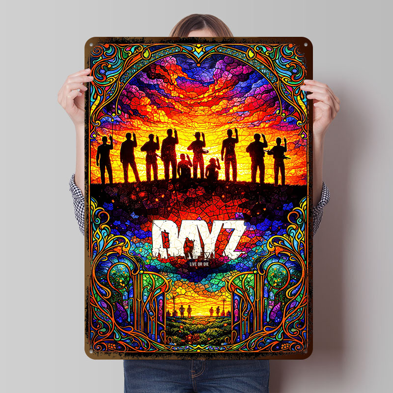 Retro Gaming Gadgets - DayZ glas-in-lood blikken poster op maat