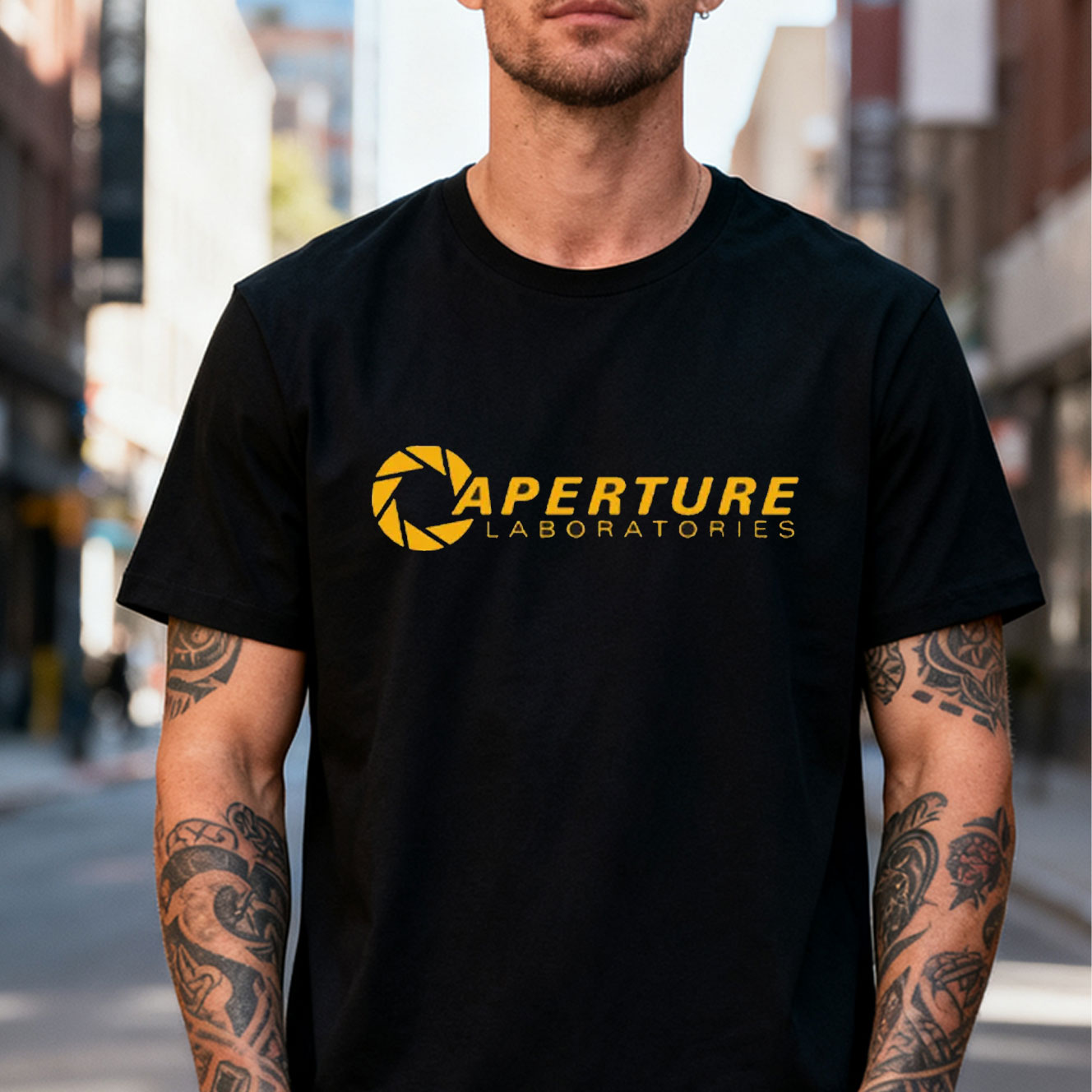 Retro Gaming Logo - Katoenen T-shirt voor heren Aperture Laboratories
