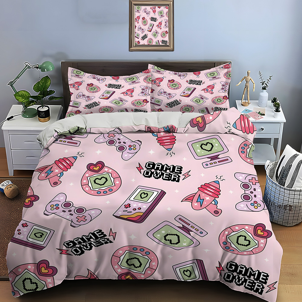 Background Retro Gaming - Retro Gaming iconen op roze achtergrond