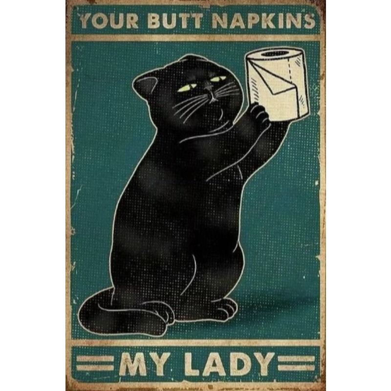 Retro Gaming Pictures - Zwarte Grappige Kat Metalen Bord Vintage
