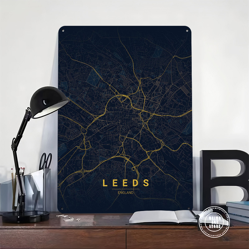 Leeds Engeland kaart kunst 3D  - Retro Gaming Leeds recensie en prijs