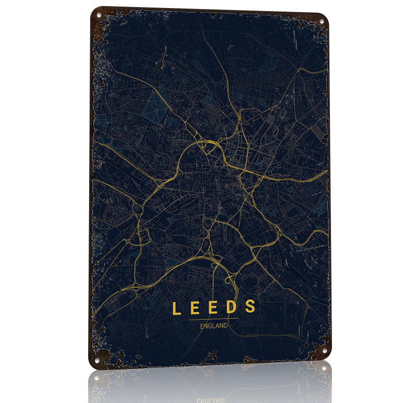 Leeds Engeland kaart kunst 3D  - Retro Gaming Leeds recensie en prijs