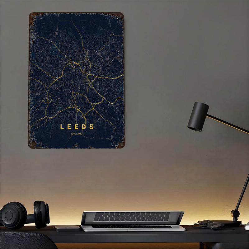 Leeds Engeland kaart kunst 3D  - Retro Gaming Leeds recensie en prijs