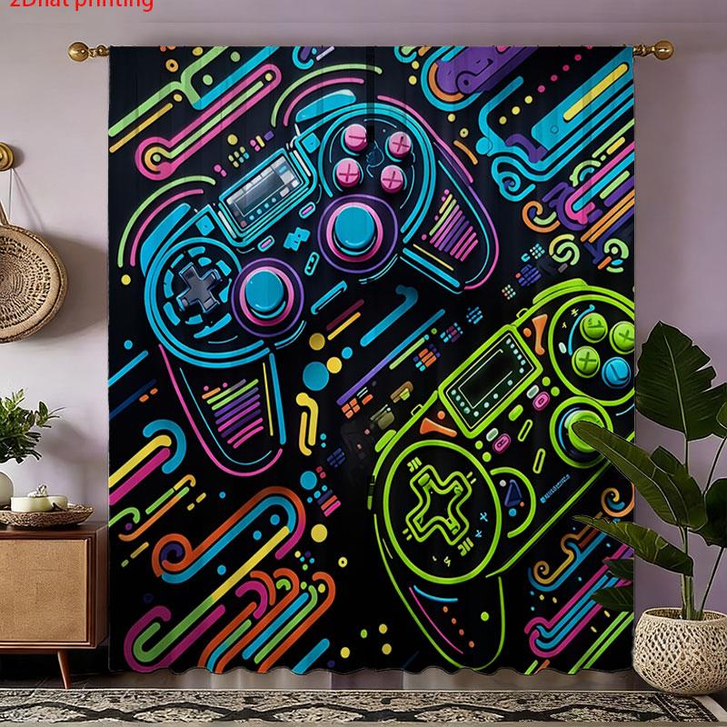 2 stuks Gaming Gordijnen Neon  - Background Retro Gaming recensie en prijs